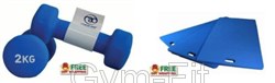 Aerobic Mat with 2kg Neoprene Dumbbells both Blue Gym Quality