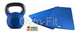 KettleBell 4kg Neoprene Blue & Blue Fitness Mat Fitness Set